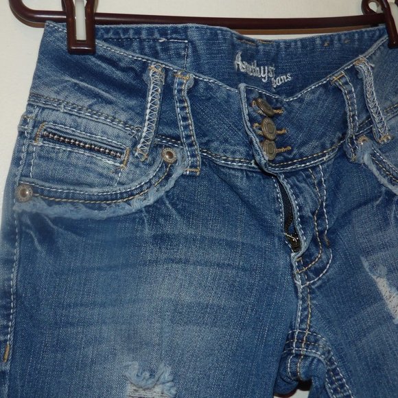 Amethyst Low Rise Distressed Straight Leg Crop Jeans Sz 3 - Picture 2 of 10